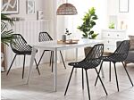 Set Of 2 Dining Chairs Black Synthetic Seat Black Metal Legs Net Design Backrest Modern Scandinavian Beliani