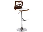 Bar Stool Dark Wood With White Faux Leather Seat Footstool Swivel Gas Lift Adjustable Height Modern Beliani