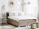 Eu Super King Divan Bed Beige Velvet Upholstered 6ft Frame With Headrest And Mattress Beliani