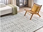 Area Rug White And Grey Polyester Cotton Backing 200 X 300 Cm Decorative Floor Mat Modern Design Living Room Bedroom Beliani