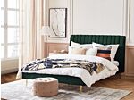 Eu Super King Size Panel Bed 6ft Green Velvet Slatted Base High Headrest Vintage Beliani