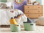 Set Of 2 Storage Baskets Cotton Green Braided Laundry Hamper Fabric Toys Storage Bin Beliani