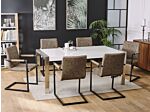 Set Of 2 Cantilever Dining Chairs Brown Faux Leather Upholstered Chair Office Conference Room Beliani