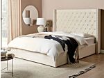Bed Frame With Storage Off-white Velvet Upholstered 5ft3 Eu King Size Ottoman Bed Beliani