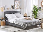 Panel Bed Grey Faux Leather Upholstery Eu Double Size 4ft6 With Slatted Base Headboard Beliani