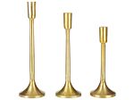 Set Of 3 Candlesticks Gold Metal Glamour Handmade Dining Room Bedroom Beliani