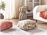 Floor Cushion Beige And Brown Cotton 50 X 50 X 20 Cm Abstract Pattern Square Fabric Seating Pouffe Beliani