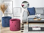 Round Tufted Navy Blue Ottoman Pouffe Quilted Footstool Chesterfield Beliani