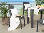 Set Of 4 Garden Dining Chairs Grey Synthetic Material Stackable Outdoor Minimalistic Beliani