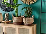 Set Of 2 Plant Baskets Natural Seagrass Planter Pots Indoor Use Boho Style Beliani