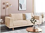 Sofa Beige Humbo Cord Upholstered 3-seater Modern Minimalistic Corduroy Style Living Room Wide Armrests Cushioned Backrest Beliani