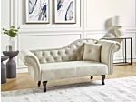 Chaise Lounge Light Beige Velvet Button Tufted Upholstery Right Hand With Cushion Retro Traditional Style Easy Clean Pet Friendly Beliani