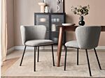 Set Of 2 Dining Chairs Grey Boucle Upholstery Black Metal Legs Armless Curved Backrest Modern Contemporary Design Beliani