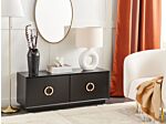 4 Door Sideboard Black Mdf Cabinets With Shelves Gold Handles Modern Style Hallway Living Room Bedroom Storage Beliani