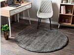 Shaggy Area Rug Dark Grey 140 Cm Modern High-pile Machine-tufted Round Carpet Beliani