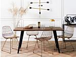 Dining Table Dark Wood 160 X 90 Cm Black Metal Legs Kitchen Beliani