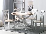 Dining Table Light Wood White Ø 120 Cm Round Scandinavian Beliani