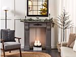 Fireplace Mantel Grey Paulownia 97 X 23 X 99 Cm Fireplace Surround Ornated Milled Classic Traditional Living Room Beliani