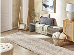 Runner Rug Light Beige 80 X 300 Cm Shaggy Rectangular Geometric Pattern Boho Traditional Style Hallway Beliani