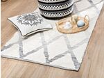 Area Rug Beige And Grey Cotton 80 X 150 Cm Rectangular Hand Woven Distressed Geometric Pattern Beliani