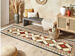 Wool Area Rug Multicolour 80 X 300 Cm Hand Woven Kilim Rug Rustic Oriental Design Beliani