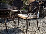 Set Of 4 Garden Dining Chairs Brown Aluminium Beige Polyester Seat Pads Vintage Beliani