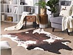 Area Rug Brown And White Faux Cowhide Leather 150 X 200 Cm Irregular Modern Rustic Beliani