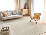 Area Rug Beige Wool 300 X 400 Cm Striped Pattern Solid Colour Modern Minimalistic Living Room Rug Beliani