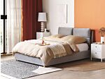 Bed Frame Light Grey Velvet Upholstery With Storage Eu Double Bedroom Furniture Beliani