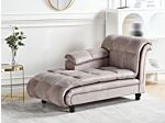 Right Hand Chaise Lounge Taupe Polyester Upholstery Biscuit Padding Black Legs Modern Design Beliani