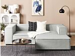 Modular Left Hand Sofa Grey Linen 2 Seater Sectional Corner Sofa With Black Legs Modern Living Room Beliani