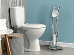 Toilet Paper And Brush Holder Silver Steel Chromed Glossy Freestanding Modern Bathroom Accessories Beliani
