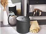 Pouffe Black Faux Leather 40 X 38 Cm With Storage Stool Glamour Beliani