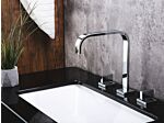 Basin Mixer Tap Silver Chromed Metal Modern Bathroom Twin Lever Faucet Beliani