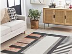 Area Rug Multicolour Cotton 140 X 200 Cm Scandinavian Printed Pattern Handwoven Rectangular Living Room Beliani