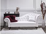 Chaise Lounge White Faux Leather Button Tufted Upholstery Right Hand Rolled Arms With Cushion Beliani