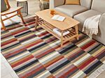 Kilim Area Rug Multicolour Wool 160 X 230 Cm Hand Woven Flat Weave Geometric Pattern With Tassels Traditional Living Room Bedroom Beliani