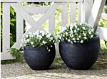 Plant Pot Black 38x38x30 Cm Fibre Clay Round Weather Resistant Beliani