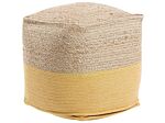 Pouf Ottoman Yellow Jute Eps Beads Filling Square 44 X 44 Cm Boho Style Beliani