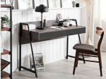 Home Office Desk Dark Wood Top 120 X 50 Cm Black Metal Frame With 2 Drawers Beliani
