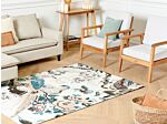 Area Rug Carpet Multicolour Cotton Leaves Flowers Motif 140 X 200 Cm Rustic Boho Beliani