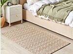 Area Rug Beige Jute 80 X 150 Cm Rectangular With Geometric Pattern Flat Weave Boho Style Bedroom Living Room Beliani