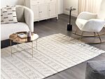 Area Rug Beige Wool 160 X 230 Cm With Tassels Hand Woven Living Room Bedroom Boho Modern Beliani