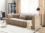 Modular 3 Seater Sofa Taupe Corduroy Sectional Two Piece Sofa Modern Jumbo Cord Minimalistic Style Beliani