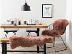 Sheepskin Rug Brown 65 X 110 Cm Natural High Pile Rustic Style Beliani