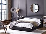 Platform Bed Frame Black Faux Leather Upholstered Ottoman Storage 5ft3 Eu King Size Sleigh Design Beliani