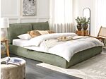 Eu Super King Size Waterbed Green Corduroy Upholstery 6ft With Mattress With Thick Padded Headboard Footboard Modern Style Bedroom Beliani