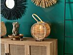 Lantern Natural Rattan 30 Cm With Glass Candle Holder Boho Style Accessory Decoration Indoor Beliani