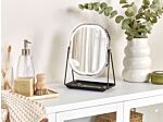 Lighted Makeup Mirror Silver Metal 20 X 22 Cm Dressing Table Led Mirror Decorative Beliani