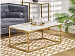 Coffee Table Beige Marble Effect Gold Metal Legs 100 X 60 Cm Rectangular Industrial Glam Beliani